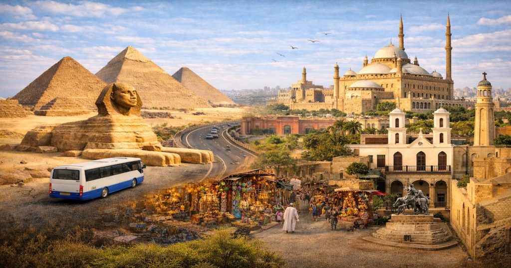 Cairo Vecchia da Sharm El Sheikh con Piramidi di Giza, Sfinge, moschea e chiesa storica