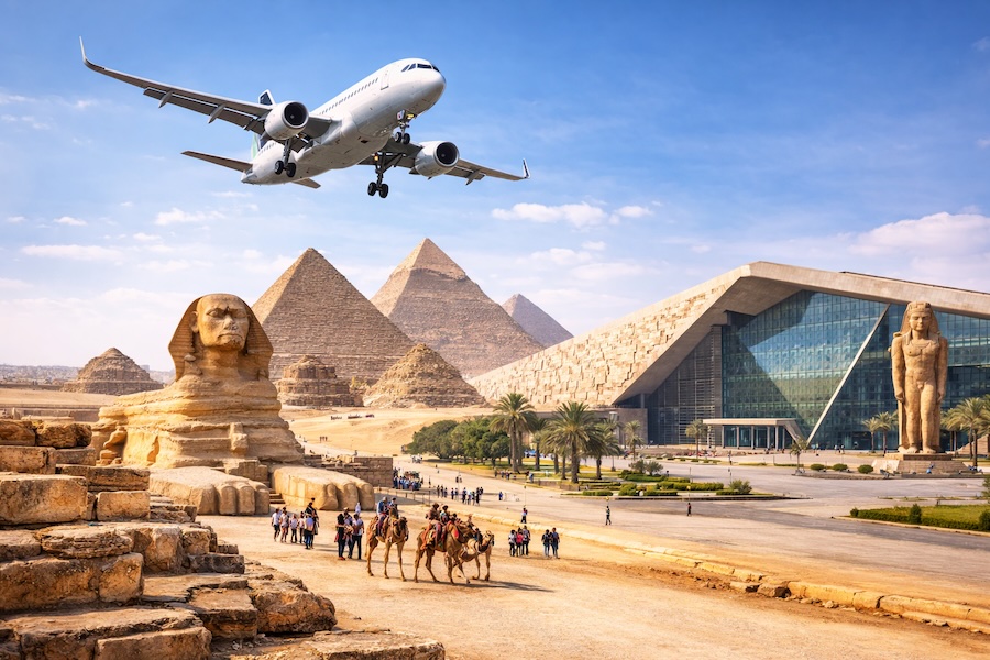 Cairo in Aereo da Sharm El Sheikh con Piramidi di Giza, Sfinge e Grand Egyptian Museum