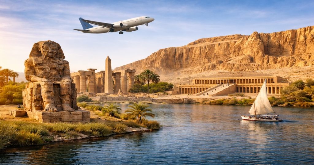 Luxor da Sharm El Sheikh – Tempio di Hatshepsut, Colossi di Memnone e Nilo con feluca durante escursione in volo