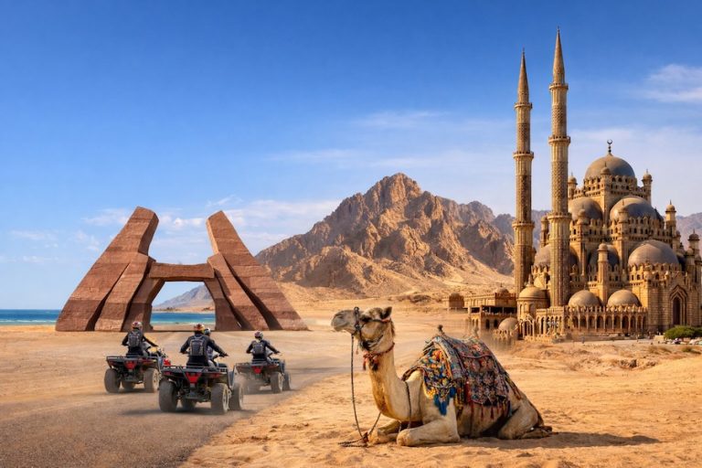 Pacchetto 1: Sharm Vecchia, Ras Mohamed via terra e motorata con cammellata nel deserto.