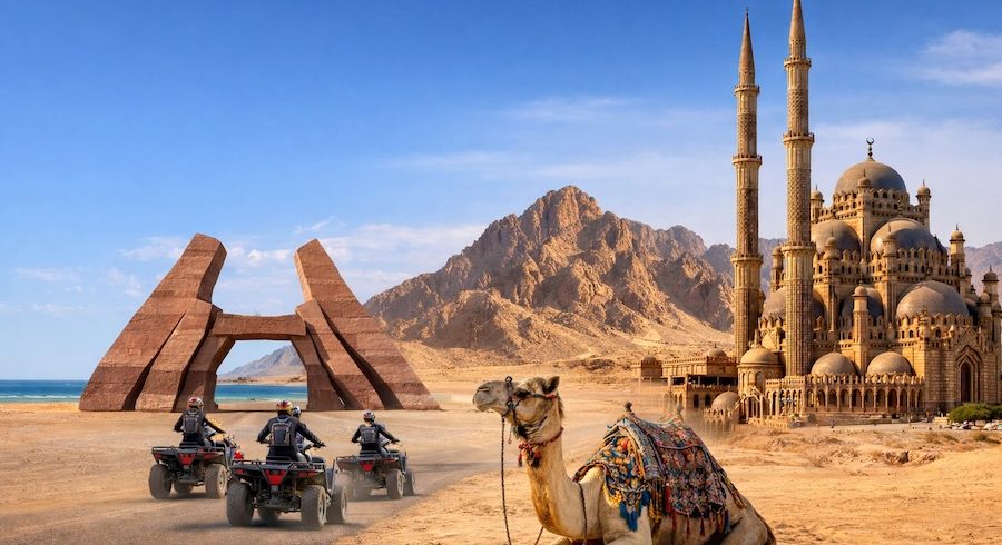 Pacchetto 1: Sharm Vecchia, Ras Mohamed via terra e motorata con cammellata nel deserto.